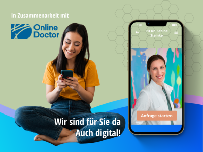 Hautarzt Münster   Telemedizin   Teledermatologie   Online Sprechstunde   Online Termine   Digitale Praxis   Dermatologie   Allergologie   Phlebologie   PD Dr Steinke